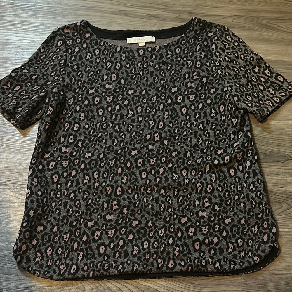 Loft Leopard Print Black and Pink Women's Top